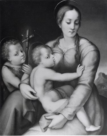 Anonimo — Foschi Pier Francesco - sec. XVI - Madonna con Bambino e san Giovannino — insieme